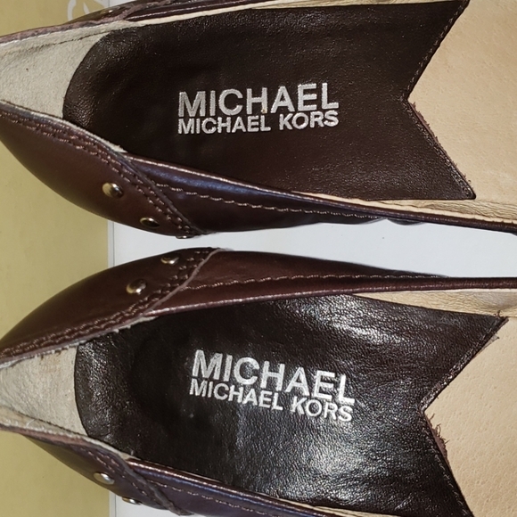 Michael Kors Vintage Astor Leather Studs Kitten Pumps Chocolate Brown 6 With Box - Picture 13 of 17